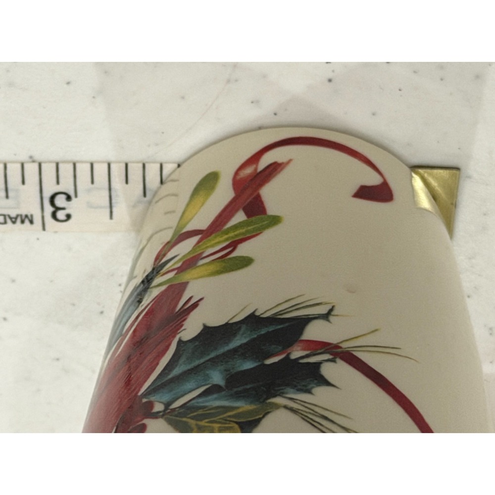 Lenox Red Cardinal Winter Greetings Travel Tumbler Porcelain w Red Silicone Lid - Picture 7 of 8
